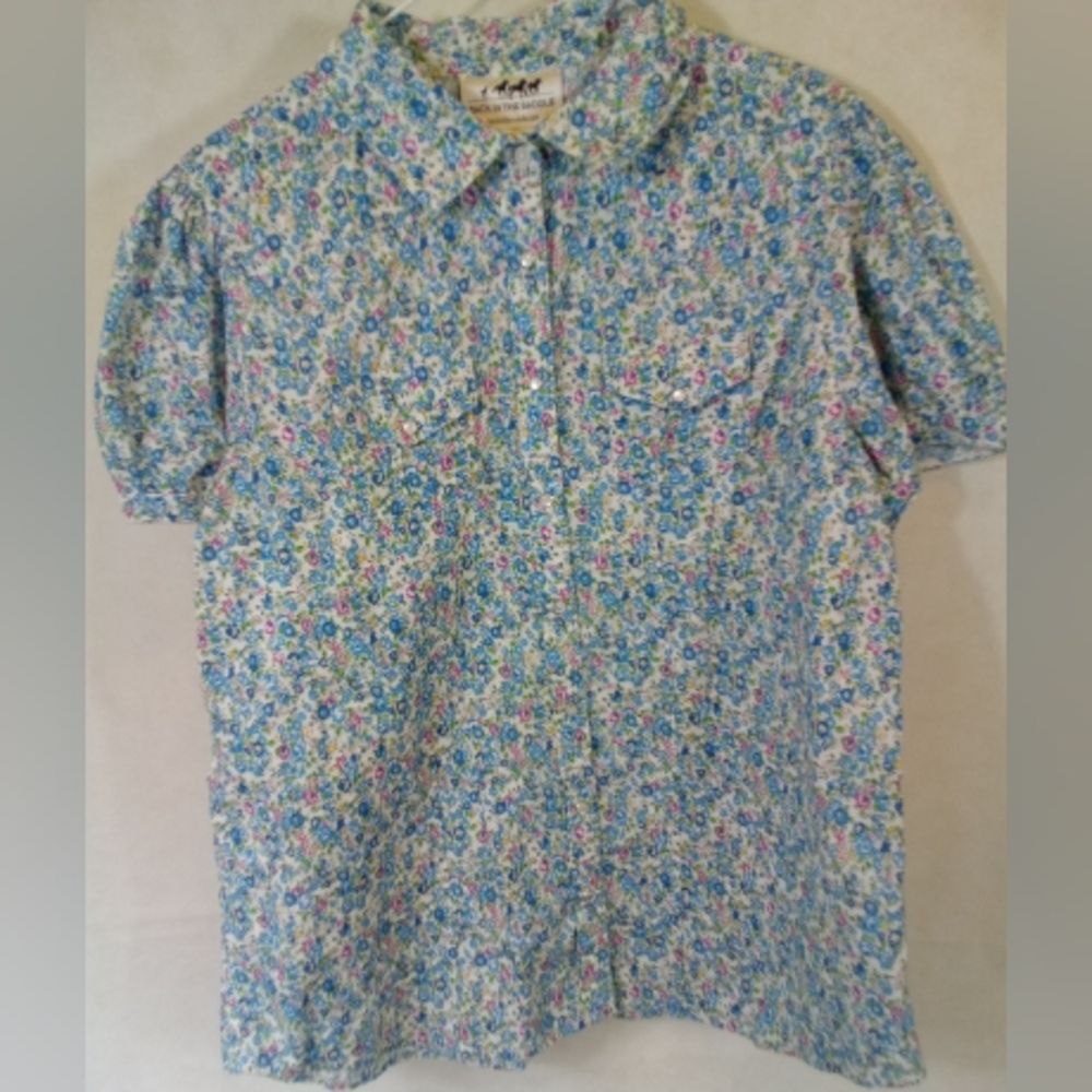 Floral Button Down Shirt - Blue and Pink